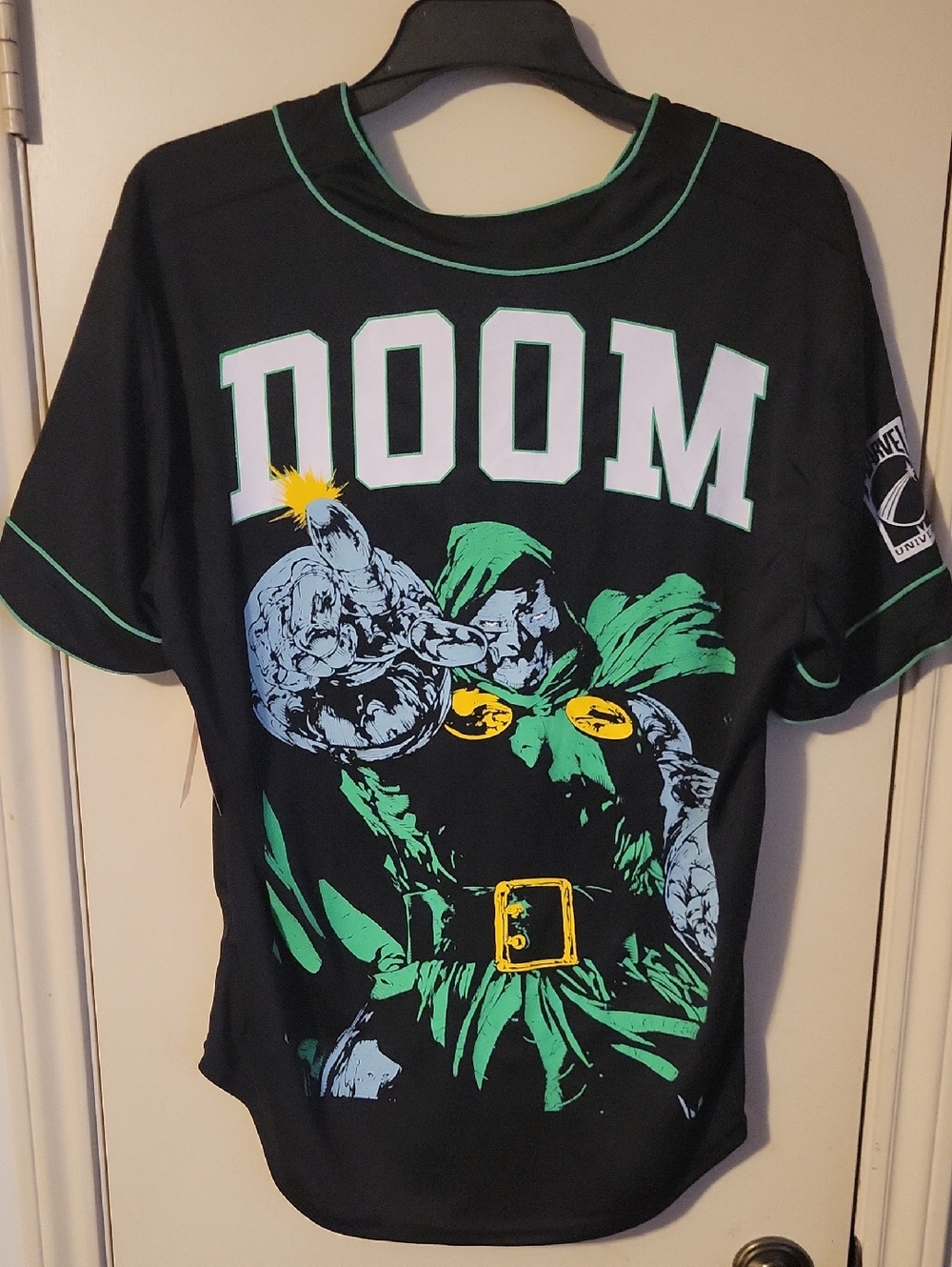 Marvel Doctor Doom Black & Green Baseball Jersey Style. 11 - Picture 2 of 4